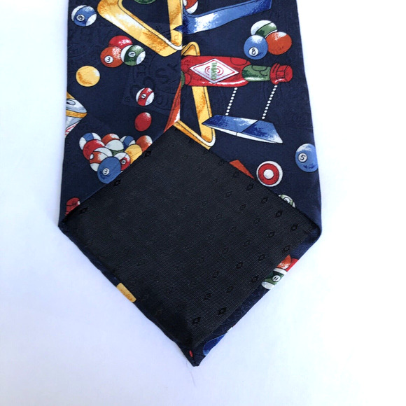 Pool Table Neck Tie Tabasco 1990s Blue Red Retro Silk USA Made Hot SauceD - Picture 6 of 7